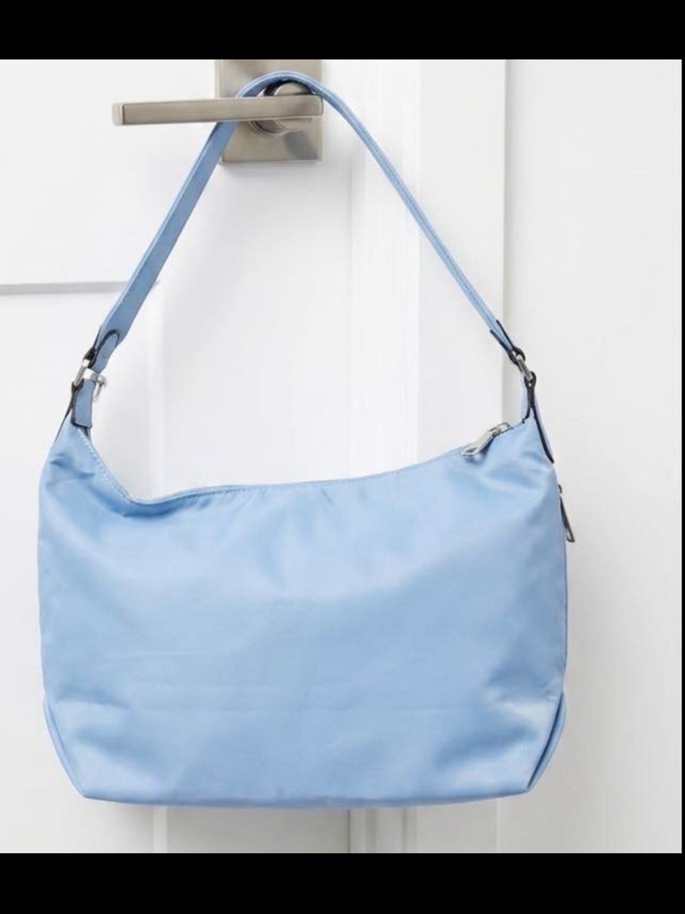 NEW NWT A New Day Light Blue Nylon Shoulder Bag Zip Top Hobo Lightweight Purse